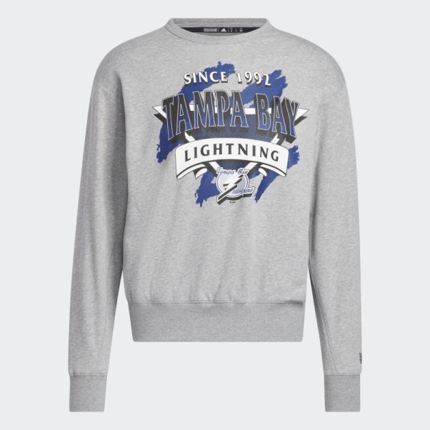 Sweat Crew Vintage éclair Gris Moyen Adidas