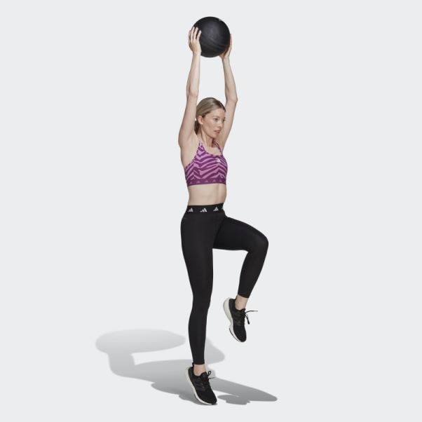 Brassière Zébrée à Maintien Moyen Adidas Hyperglam Techfit Lilas