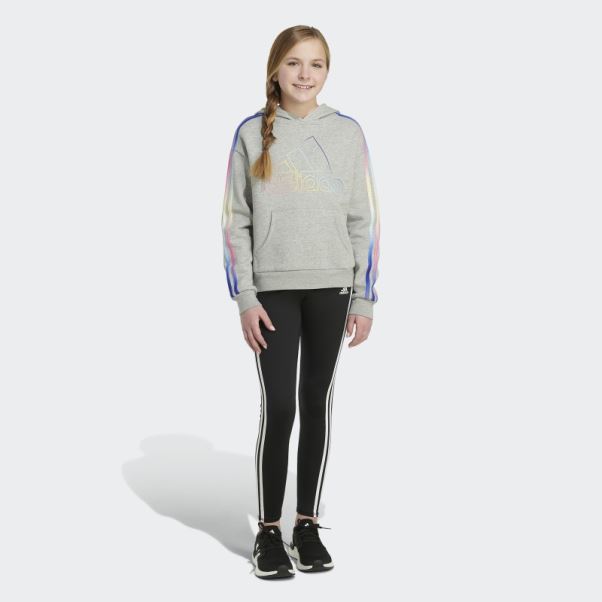 Sweat à Capuche Gris Moyen En Molleton à 3 Bandes Adidas Multicolore