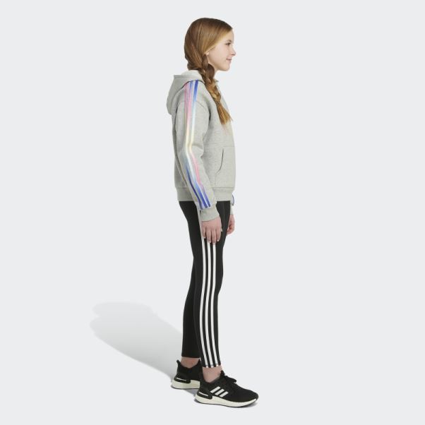 Sweat à Capuche Gris Moyen En Molleton à 3 Bandes Adidas Multicolore