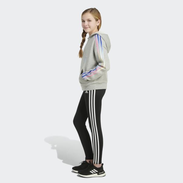 Sweat à Capuche Gris Moyen En Molleton à 3 Bandes Adidas Multicolore