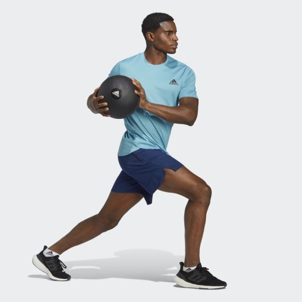 Adidas Short D'entraînement Moleté Bleu Foncé