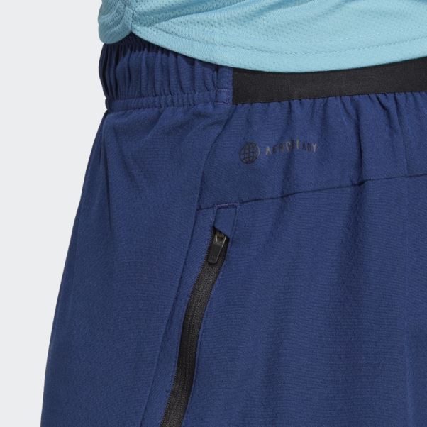 Adidas Short D'entraînement Moleté Bleu Foncé