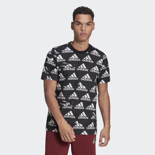 T-shirt Noir Adidas Essentials Brandlove En Jersey Simple