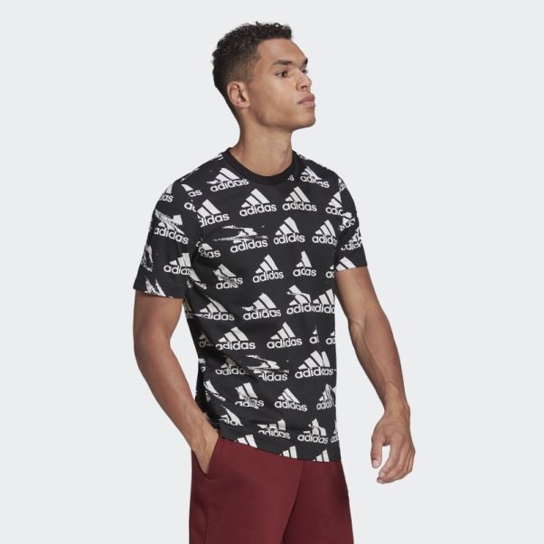 T-shirt Noir Adidas Essentials Brandlove En Jersey Simple