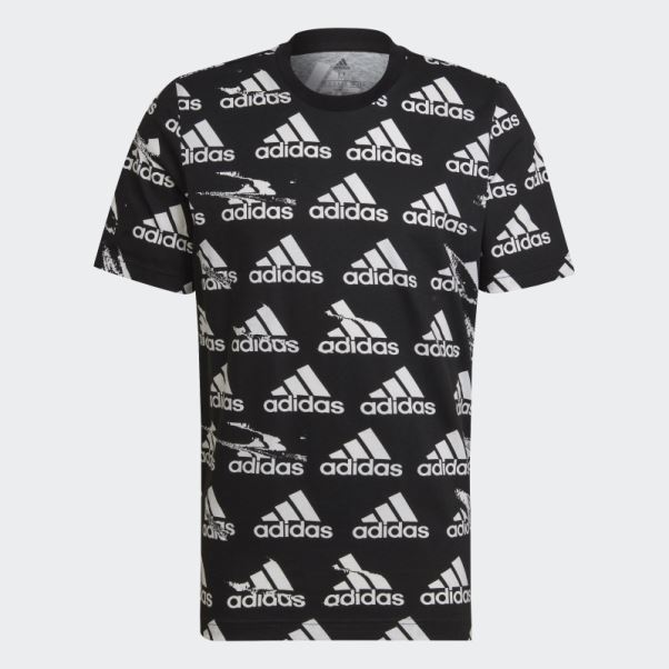 T-shirt Noir Adidas Essentials Brandlove En Jersey Simple