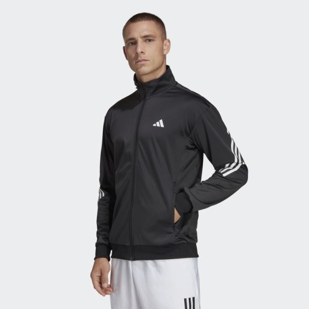 Veste De Tennis En Maille 3 Bandes Noir Adidas