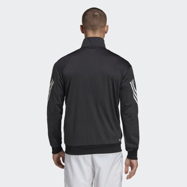 Veste De Tennis En Maille 3 Bandes Noir Adidas