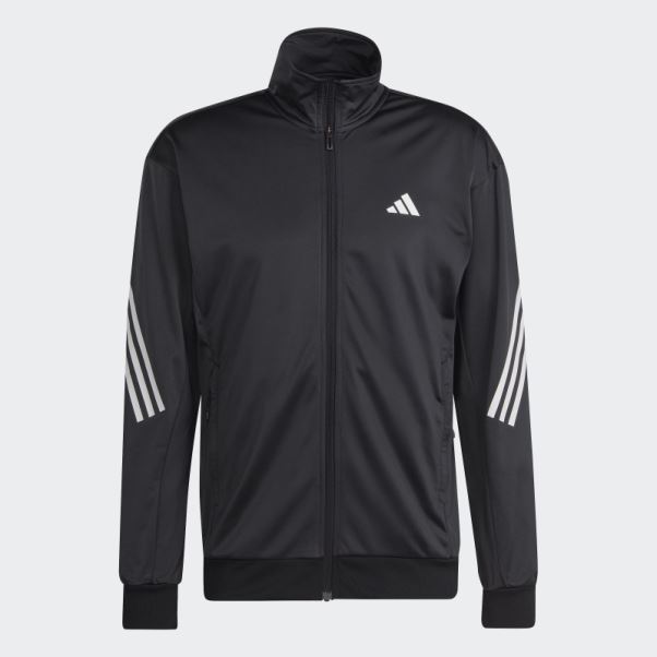 Veste De Tennis En Maille 3 Bandes Noir Adidas