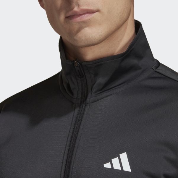 Veste De Tennis En Maille 3 Bandes Noir Adidas