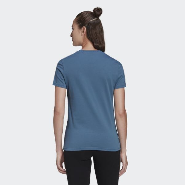 Adidas Essentials Slim 3-stripes T-shirt Bleu Altéré
