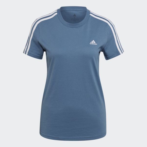 Adidas Essentials Slim 3-stripes T-shirt Bleu Altéré