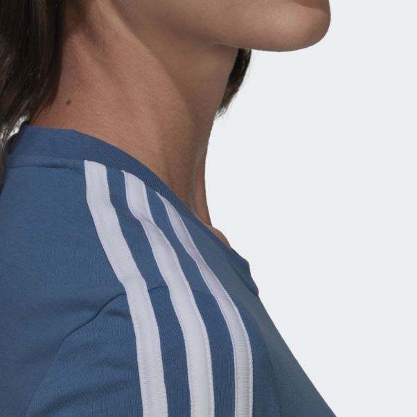 Adidas Essentials Slim 3-stripes T-shirt Bleu Altéré