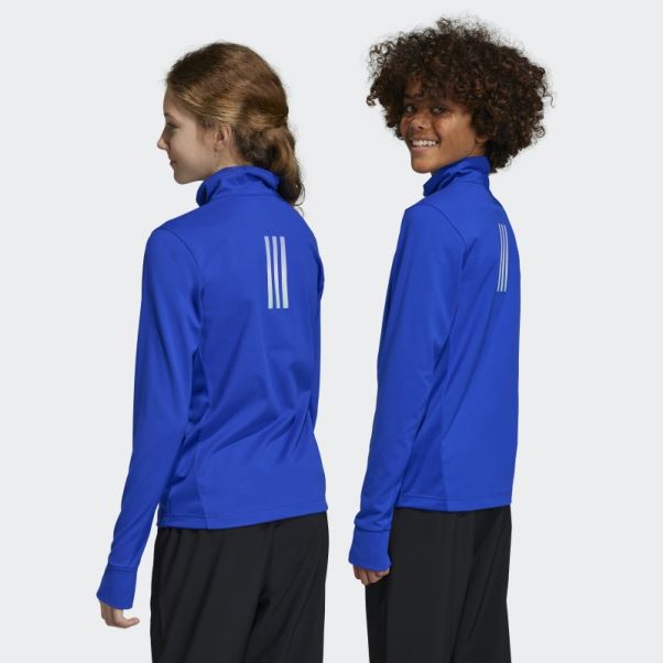 T-shirt Manches Longues Demi-zip Adidas Aeroready Bleu