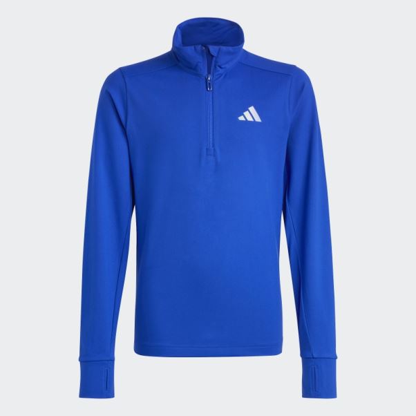 T-shirt Manches Longues Demi-zip Adidas Aeroready Bleu