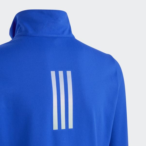 T-shirt Manches Longues Demi-zip Adidas Aeroready Bleu