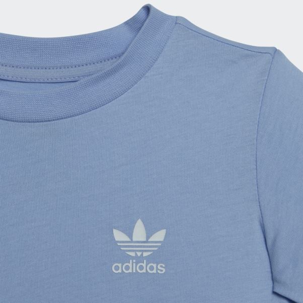 Tee Shirt Adicolor Bleu Aube Adidas