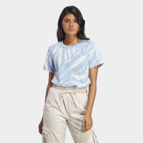 Tee Shirt Adidas Abstract Allover Animal Print Ambient Sky