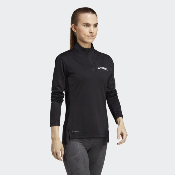 T-shirt à Manches Longues Demi-zip Terrex Multi Adidas Noir