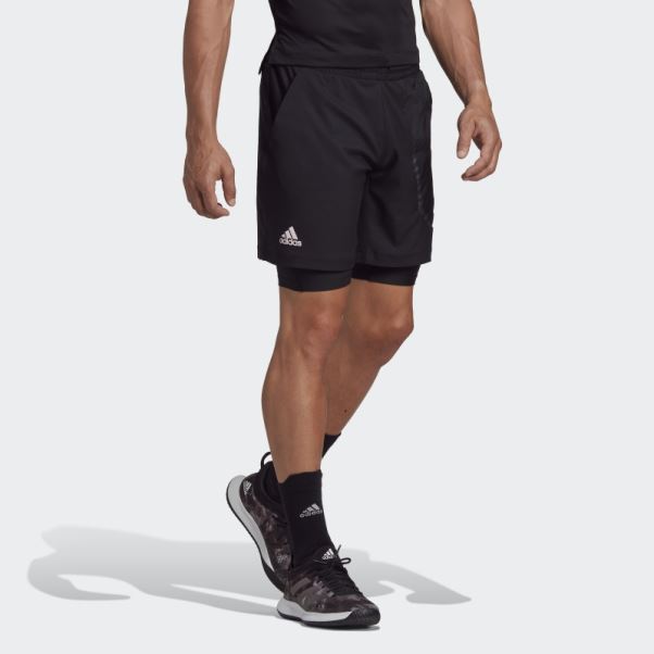 Tennis Us Series Short 2 En 1 Adidas Noir