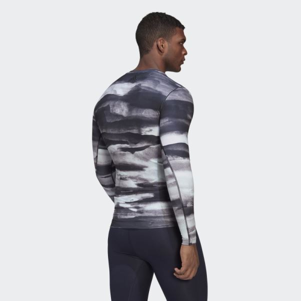 T-shirt à Manches Longues Adidas Allover Print Yoga Training Multicolore