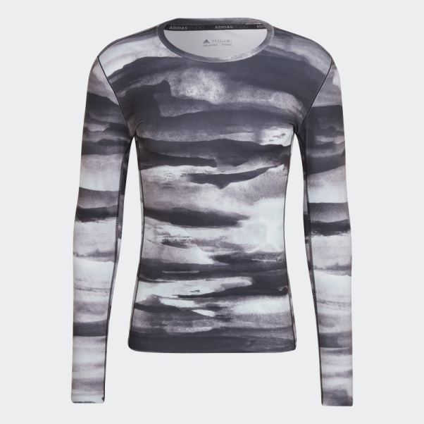 T-shirt à Manches Longues Adidas Allover Print Yoga Training Multicolore
