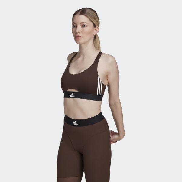 Adidas Soutien-gorge Hyperglam à Maintien Moyen Powerreact Training Marron