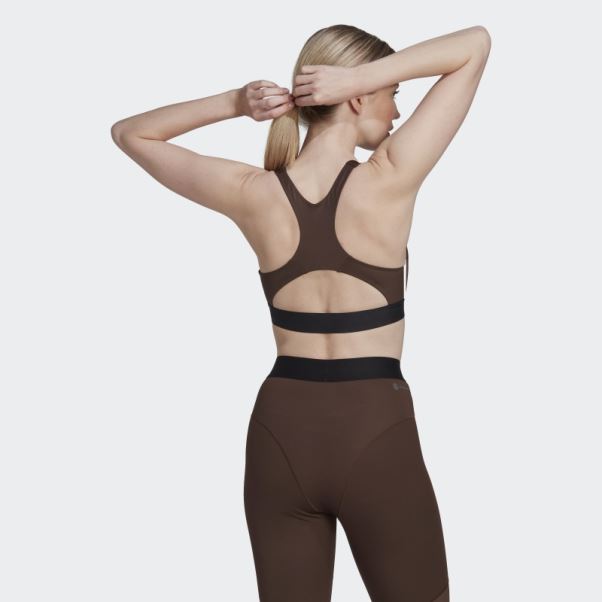 Adidas Soutien-gorge Hyperglam à Maintien Moyen Powerreact Training Marron