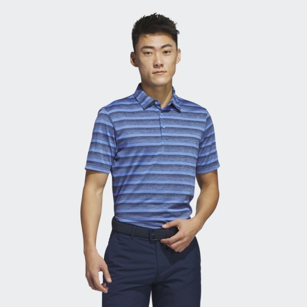 Polo Bleu Marine à Rayures Bicolores Adidas