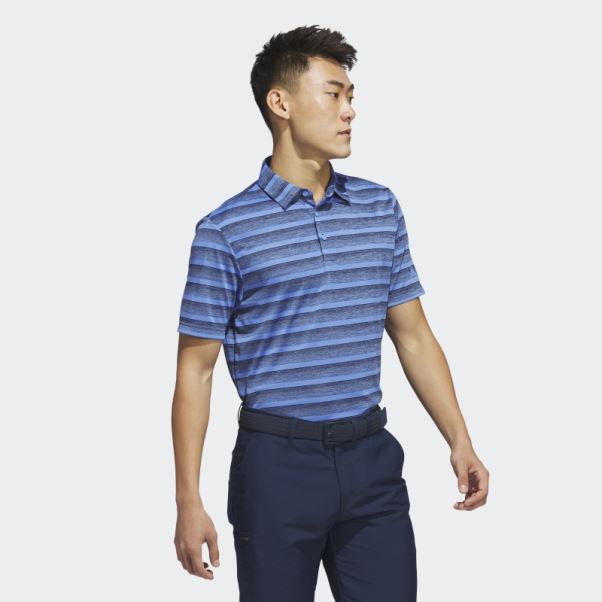 Polo Bleu Marine à Rayures Bicolores Adidas