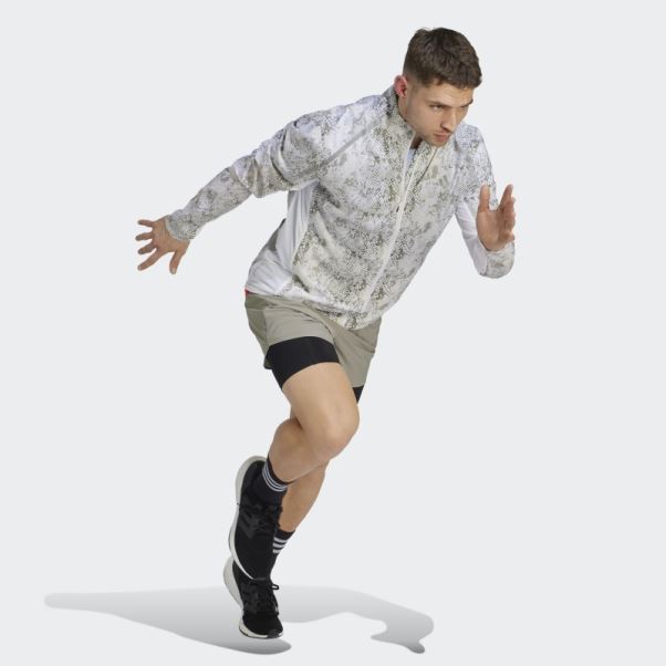 Adidas Veste Marathon Imprimé Allover Blanc