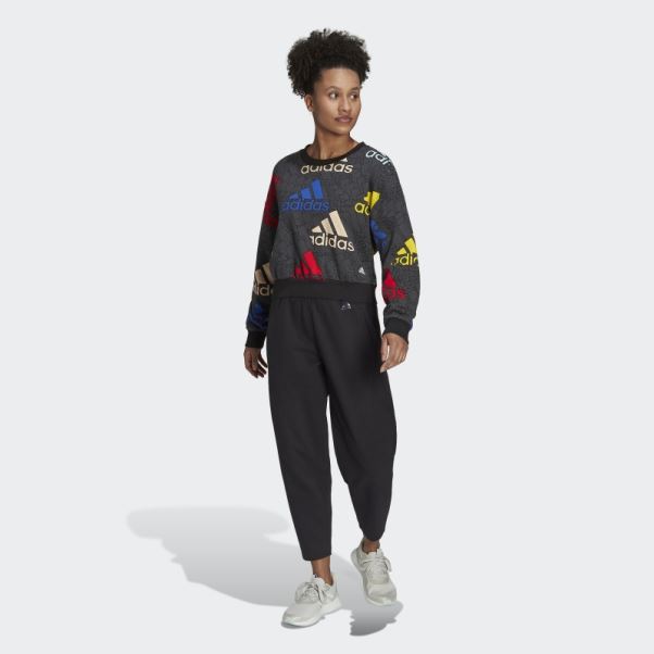Sweat-shirt Court à Logo Multicolore Adidas Essentials En Carbone