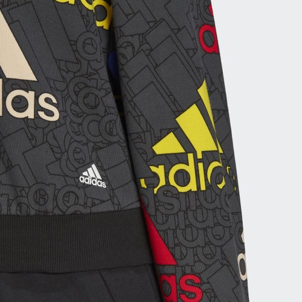Sweat-shirt Court à Logo Multicolore Adidas Essentials En Carbone