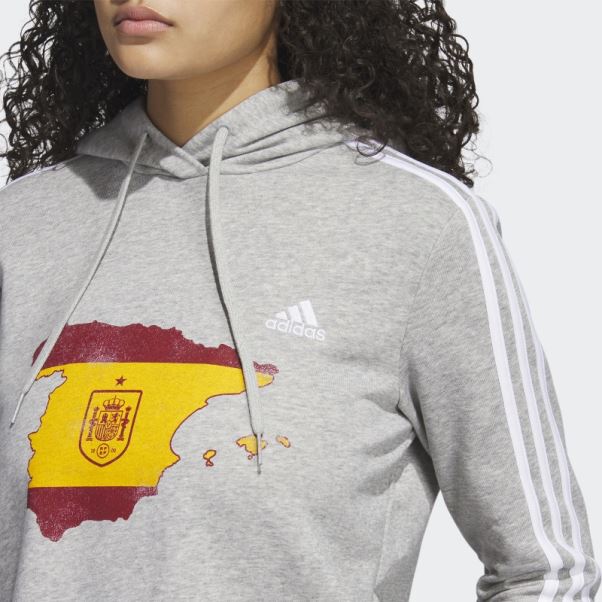 Sweat à Capuche Court Adidas Espagne 3 Bandes Gris