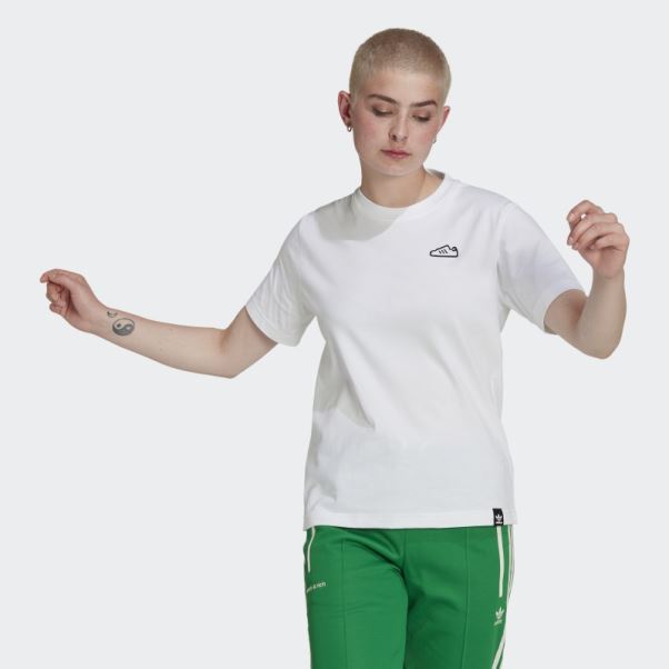 Tee Shirt Broderie Adidas Blanc