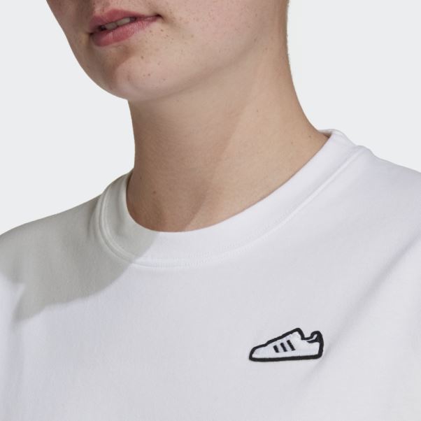 Tee Shirt Broderie Adidas Blanc