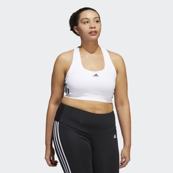 Soutien-gorge Adidas Powerreact Training Medium-support 3-stripes Blanc (taille Plus) Chaud