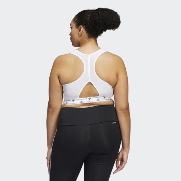 Soutien-gorge Adidas Powerreact Training Medium-support 3-stripes Blanc (taille Plus) Chaud