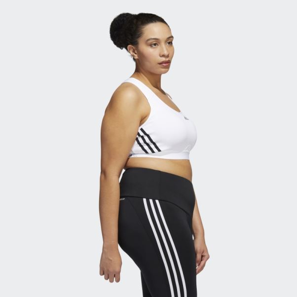Soutien-gorge Adidas Powerreact Training Medium-support 3-stripes Blanc (taille Plus) Chaud