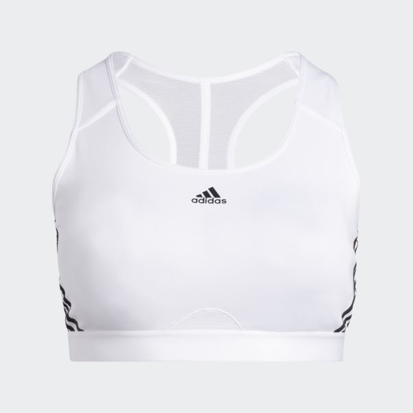 Soutien-gorge Adidas Powerreact Training Medium-support 3-stripes Blanc (taille Plus) Chaud