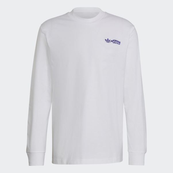 Adidas T-shirt Graphique à Manches Longues Blanc