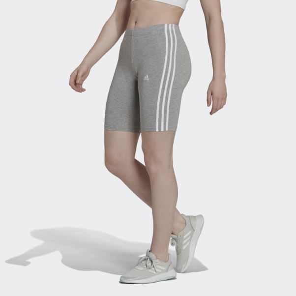 Short De Vélo Essentials 3 Bandes Gris Moyen Adidas