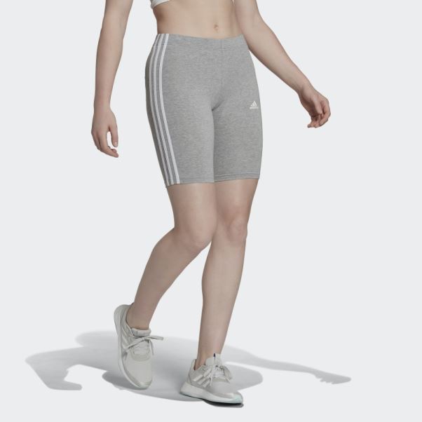 Short De Vélo Essentials 3 Bandes Gris Moyen Adidas