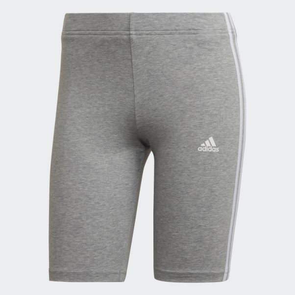 Short De Vélo Essentials 3 Bandes Gris Moyen Adidas