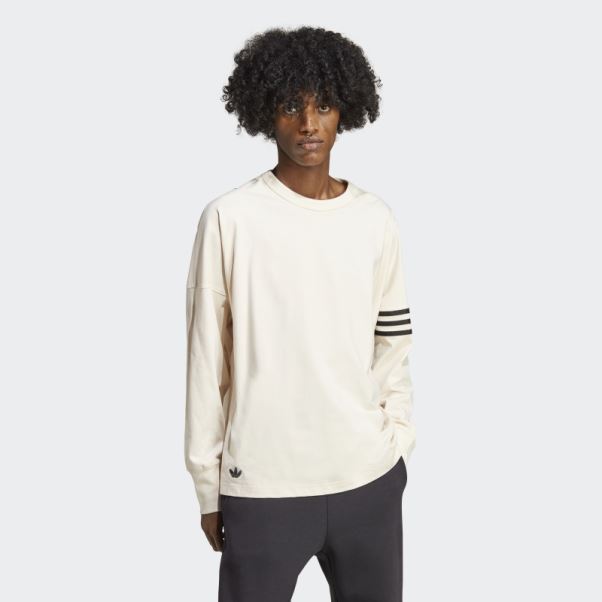 Tee Shirt Manches Longues Adicolor Neuclassics Blanc Adidas