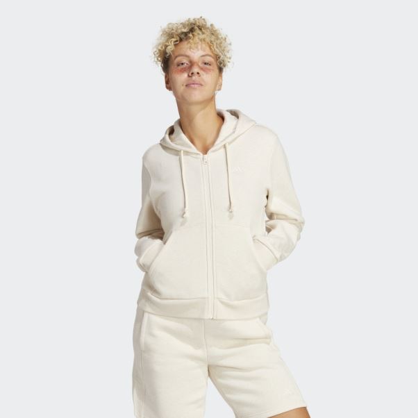 Ecru Tint Mel Adidas Sweat à Capuche Entièrement Zippé En Polaire Szn