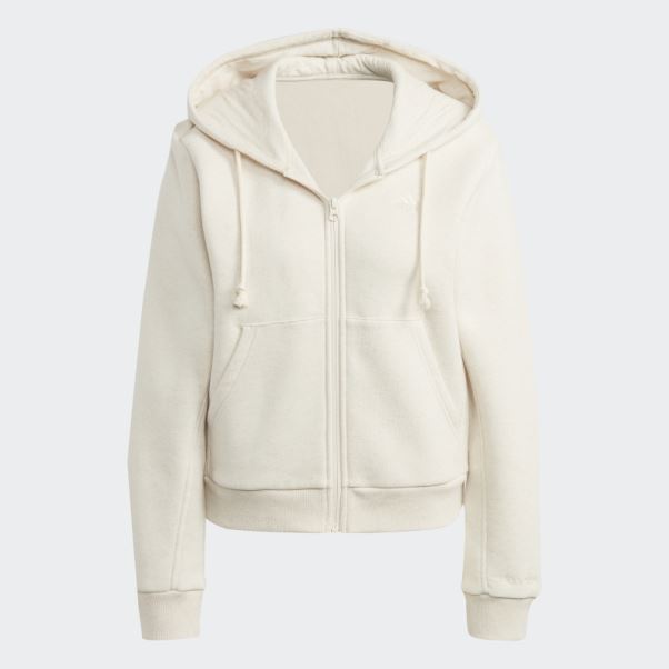Ecru Tint Mel Adidas Sweat à Capuche Entièrement Zippé En Polaire Szn