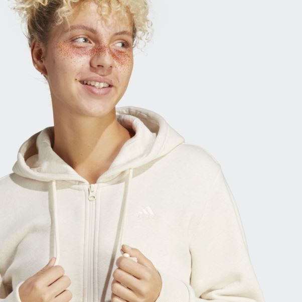 Ecru Tint Mel Adidas Sweat à Capuche Entièrement Zippé En Polaire Szn