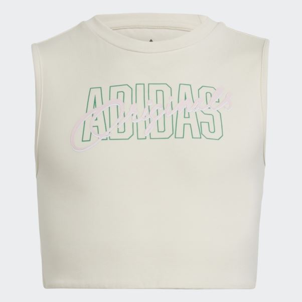 Adidas Débardeur Court Imprimé Graphique Blanc