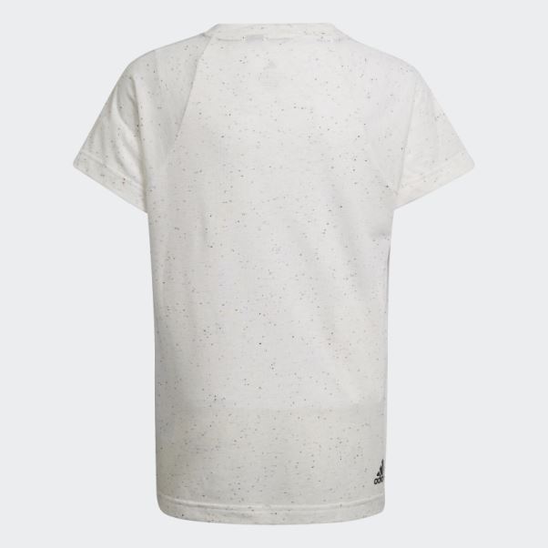Adidas Future Icons T-shirt Ample En Coton à 3 Bandes Blanc Chiné